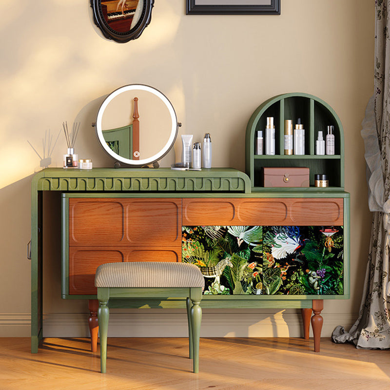 Traditional French-Style Dressing Stool with Corduroy Upholstery and Solid Ash Wood Frame – Elegant Vanity Stool for the Bedroom