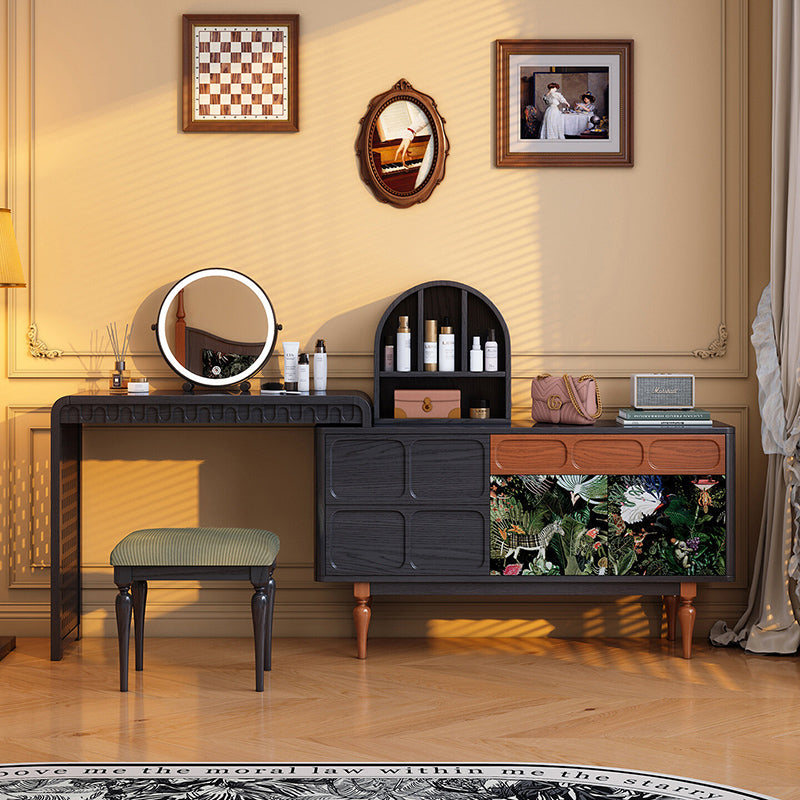 Traditional French-Style Dressing Stool with Corduroy Upholstery and Solid Ash Wood Frame – Elegant Vanity Stool for the Bedroom