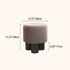Modern Minimalist Three-Leg Vanity Stool with PU Leather, Velvet Sherpa Fabric, and Soft-Edge Finish – Perfect for the Bedroom