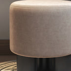 Modern Minimalist Three-Leg Vanity Stool with PU Leather, Velvet Sherpa Fabric, and Soft-Edge Finish – Perfect for the Bedroom