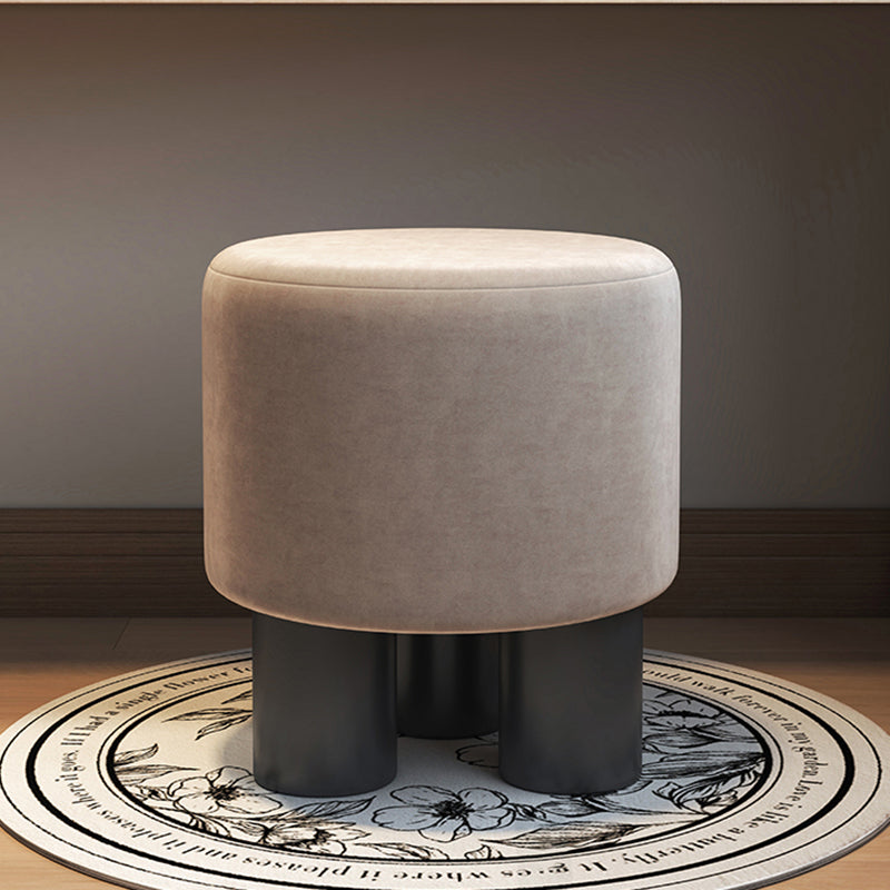 Modern Minimalist Three-Leg Vanity Stool with PU Leather, Velvet Sherpa Fabric, and Soft-Edge Finish – Perfect for the Bedroom