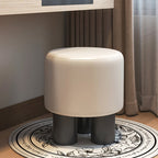 Modern Minimalist Three-Leg Vanity Stool with PU Leather, Velvet Sherpa Fabric, and Soft-Edge Finish – Perfect for the Bedroom