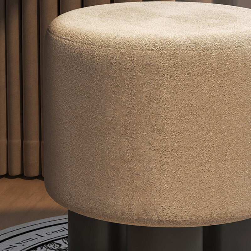 Modern Minimalist Three-Leg Vanity Stool with PU Leather, Velvet Sherpa Fabric, and Soft-Edge Finish – Perfect for the Bedroom