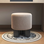 Modern Minimalist Three-Leg Vanity Stool with PU Leather, Velvet Sherpa Fabric, and Soft-Edge Finish – Perfect for the Bedroom
