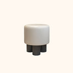 Modern Minimalist Three-Leg Vanity Stool with PU Leather, Velvet Sherpa Fabric, and Soft-Edge Finish – Perfect for the Bedroom