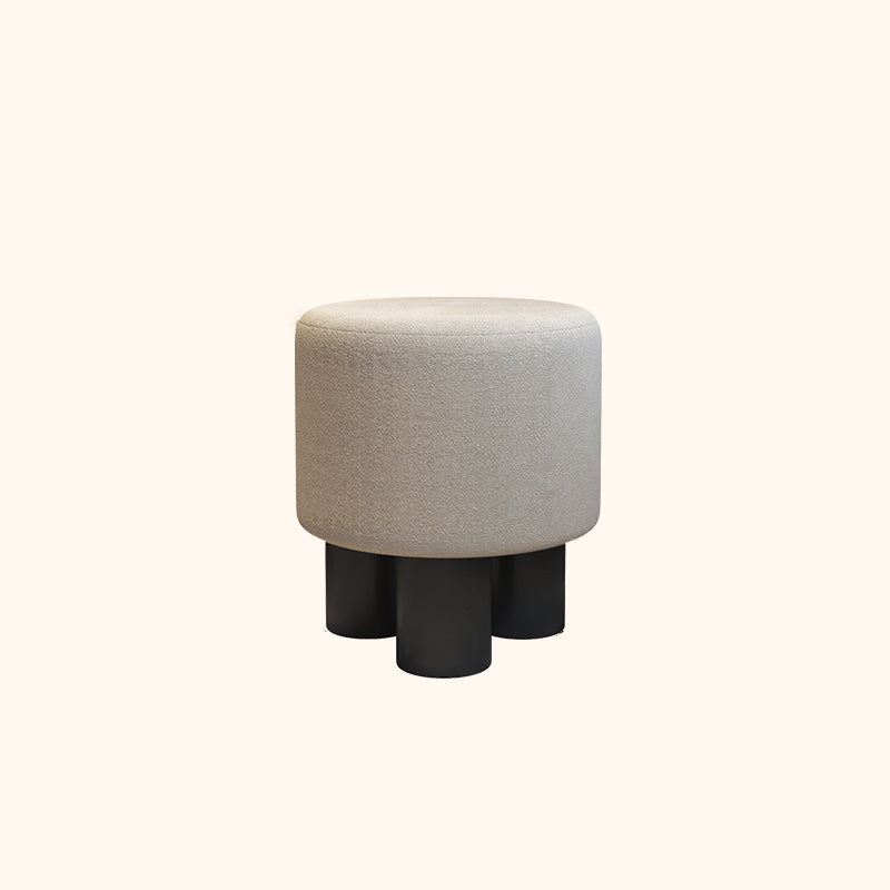 Modern Minimalist Three-Leg Vanity Stool with PU Leather, Velvet Sherpa Fabric, and Soft-Edge Finish – Perfect for the Bedroom
