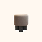 Modern Minimalist Three-Leg Vanity Stool with PU Leather, Velvet Sherpa Fabric, and Soft-Edge Finish – Perfect for the Bedroom