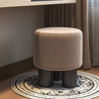Modern Minimalist Three-Leg Vanity Stool with PU Leather, Velvet Sherpa Fabric, and Soft-Edge Finish – Perfect for the Bedroom