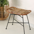 Contemporary Scandinavian Handwoven Rattan Low Stool with Iron Frame - Ideal for Entryways and Living Spaces