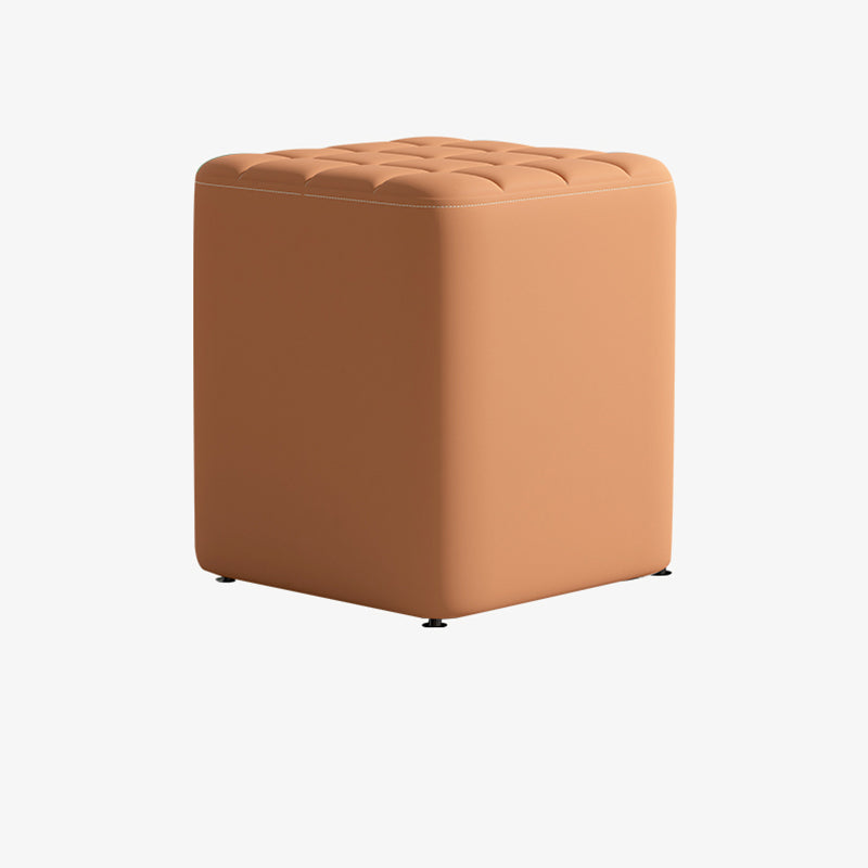 Contemporary Minimalist Solid Wood & Plywood-Framed Rectangular Upholstered Stool in Faux Leather – Low-Profile Entryway Seat