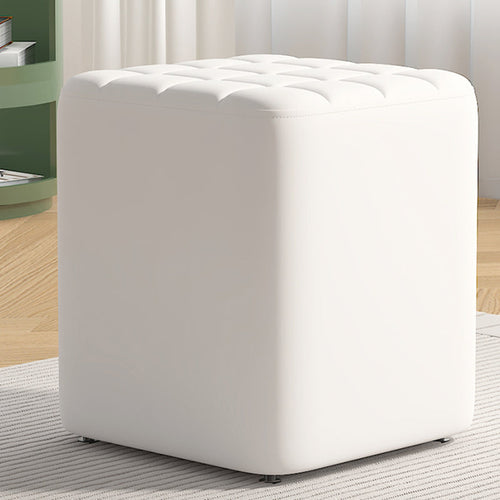 Contemporary Minimalist Solid Wood & Plywood-Framed Rectangular Upholstered Stool in Faux Leather – Low-Profile Entryway Seat