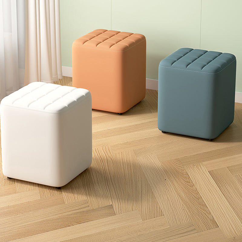 Contemporary Minimalist Solid Wood & Plywood-Framed Rectangular Upholstered Stool in Faux Leather – Low-Profile Entryway Seat