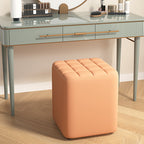 Contemporary Minimalist Solid Wood & Plywood-Framed Rectangular Upholstered Stool in Faux Leather – Low-Profile Entryway Seat