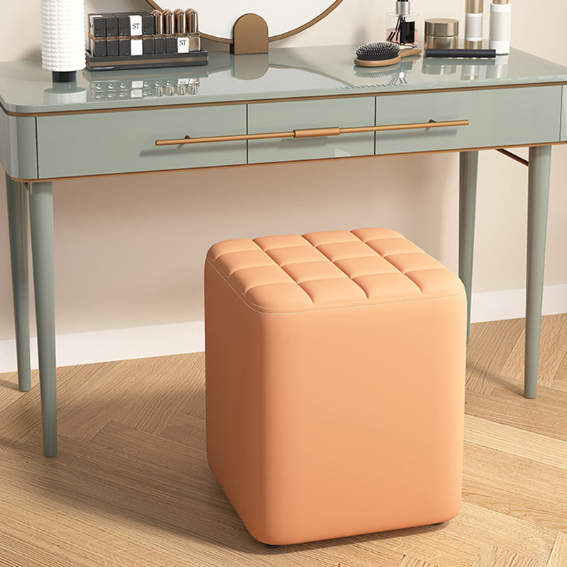 Contemporary Minimalist Solid Wood & Plywood-Framed Rectangular Upholstered Stool in Faux Leather – Low-Profile Entryway Seat