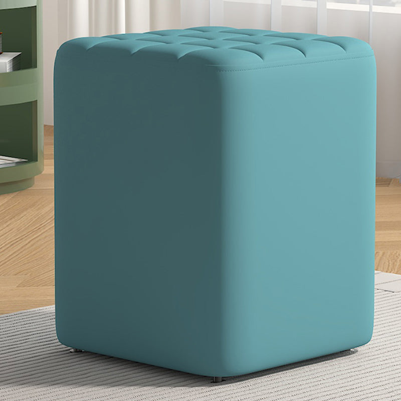 Contemporary Minimalist Solid Wood & Plywood-Framed Rectangular Upholstered Stool in Faux Leather – Low-Profile Entryway Seat