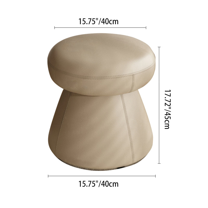 Taburete tocador moderno minimalista de madera maciza y contrachapado con cuero de microfibra — Asiento redondo en forma de hongo, giratorio, para dormitorio