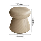 Taburete tocador moderno minimalista de madera maciza y contrachapado con cuero de microfibra — Asiento redondo en forma de hongo, giratorio, para dormitorio