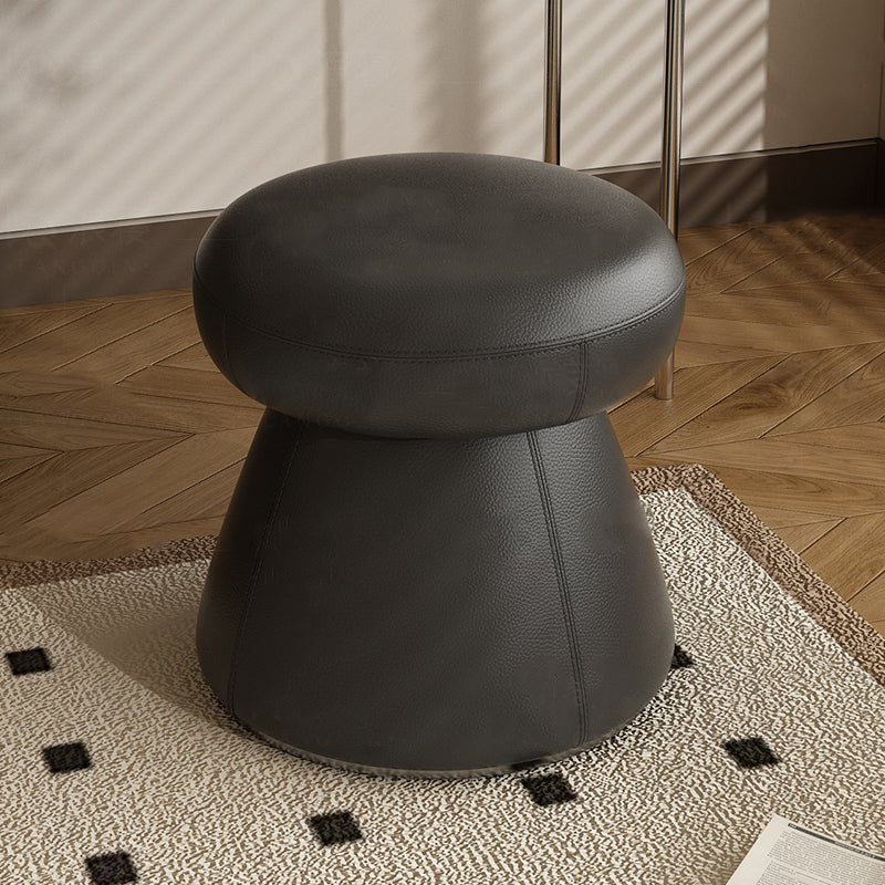Modern Minimalist Solid Wood & Plywood Vanity Stool with Microfiber Leather — Mushroom-Shaped Round Seat, Swivel, for Bedroom