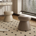 Taburete tocador moderno minimalista de madera maciza y contrachapado con cuero de microfibra — Asiento redondo en forma de hongo, giratorio, para dormitorio