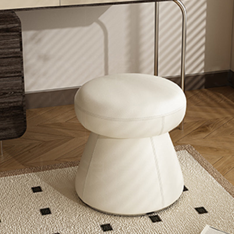 Taburete tocador moderno minimalista de madera maciza y contrachapado con cuero de microfibra — Asiento redondo en forma de hongo, giratorio, para dormitorio
