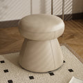 Taburete tocador moderno minimalista de madera maciza y contrachapado con cuero de microfibra — Asiento redondo en forma de hongo, giratorio, para dormitorio