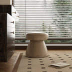 Taburete tocador moderno minimalista de madera maciza y contrachapado con cuero de microfibra — Asiento redondo en forma de hongo, giratorio, para dormitorio