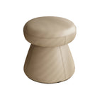 Taburete tocador moderno minimalista de madera maciza y contrachapado con cuero de microfibra — Asiento redondo en forma de hongo, giratorio, para dormitorio