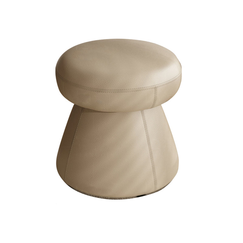 Taburete tocador moderno minimalista de madera maciza y contrachapado con cuero de microfibra — Asiento redondo en forma de hongo, giratorio, para dormitorio