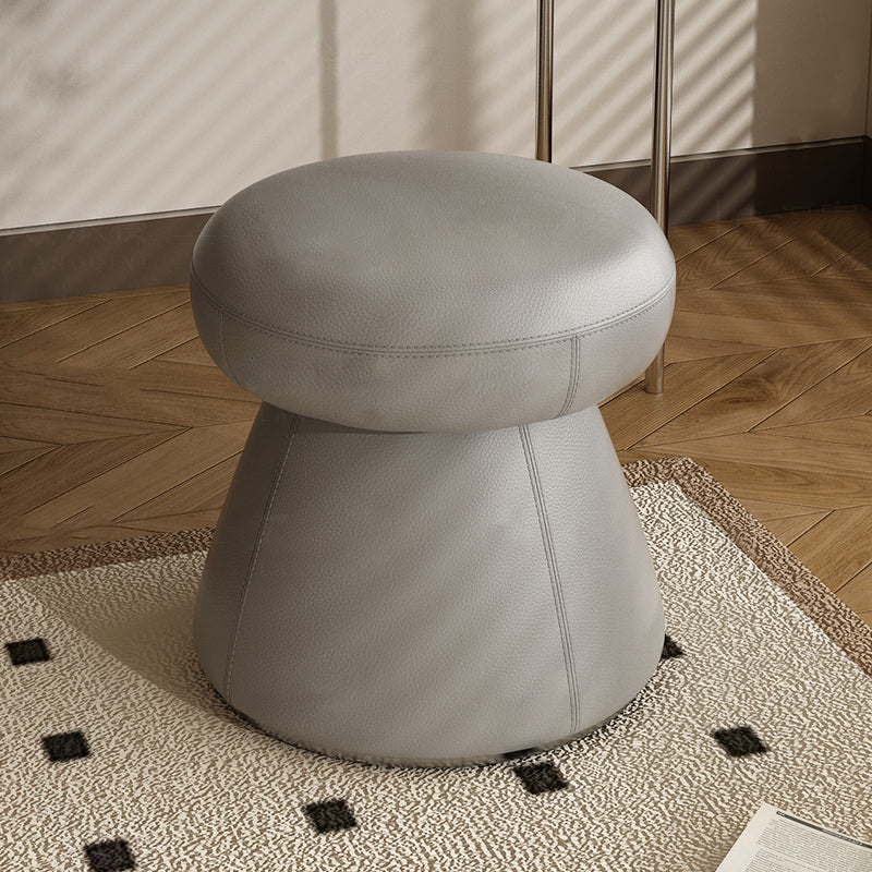 Modern Minimalist Solid Wood & Plywood Vanity Stool with Microfiber Leather — Mushroom-Shaped Round Seat, Swivel, for Bedroom
