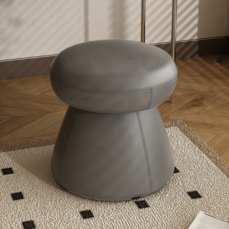 Modern Minimalist Solid Wood & Plywood Vanity Stool with Microfiber Leather — Mushroom-Shaped Round Seat, Swivel, for Bedroom