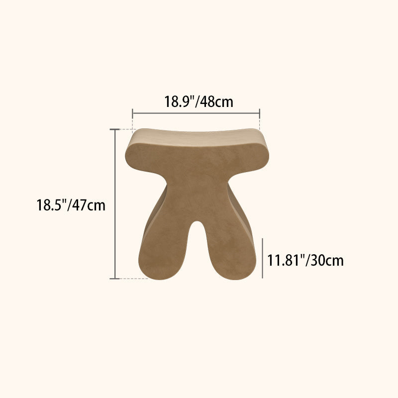 Sculptural Modern Minimalist Plywood & Velvet Rounded Low Stool for the Bedroom