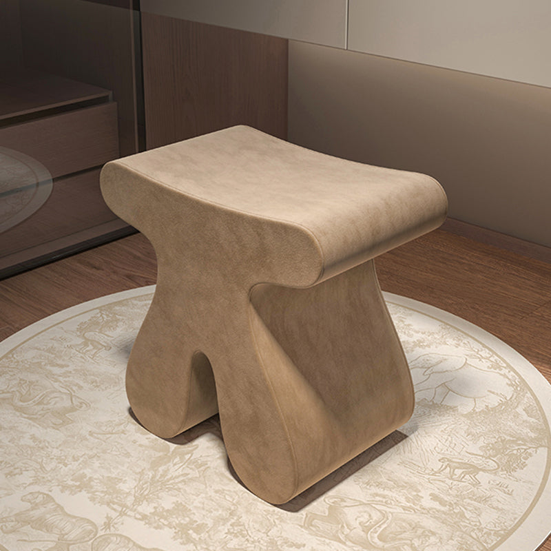 Sculptural Modern Minimalist Plywood & Velvet Rounded Low Stool for the Bedroom