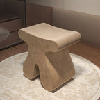 Sculptural Modern Minimalist Plywood & Velvet Rounded Low Stool for the Bedroom