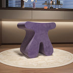 Sculptural Modern Minimalist Plywood & Velvet Rounded Low Stool for the Bedroom