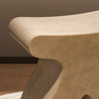 Sculptural Modern Minimalist Plywood & Velvet Rounded Low Stool for the Bedroom