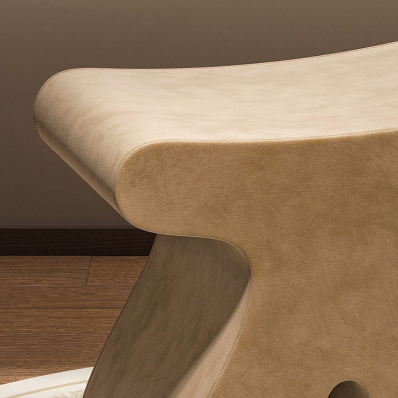 Sculptural Modern Minimalist Plywood & Velvet Rounded Low Stool for the Bedroom