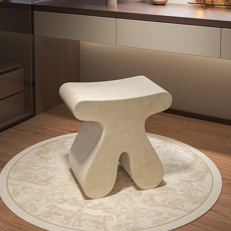 Sculptural Modern Minimalist Plywood & Velvet Rounded Low Stool for the Bedroom
