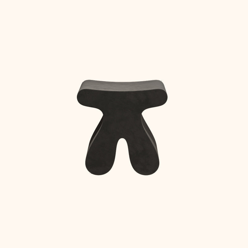 Sculptural Modern Minimalist Plywood & Velvet Rounded Low Stool for the Bedroom