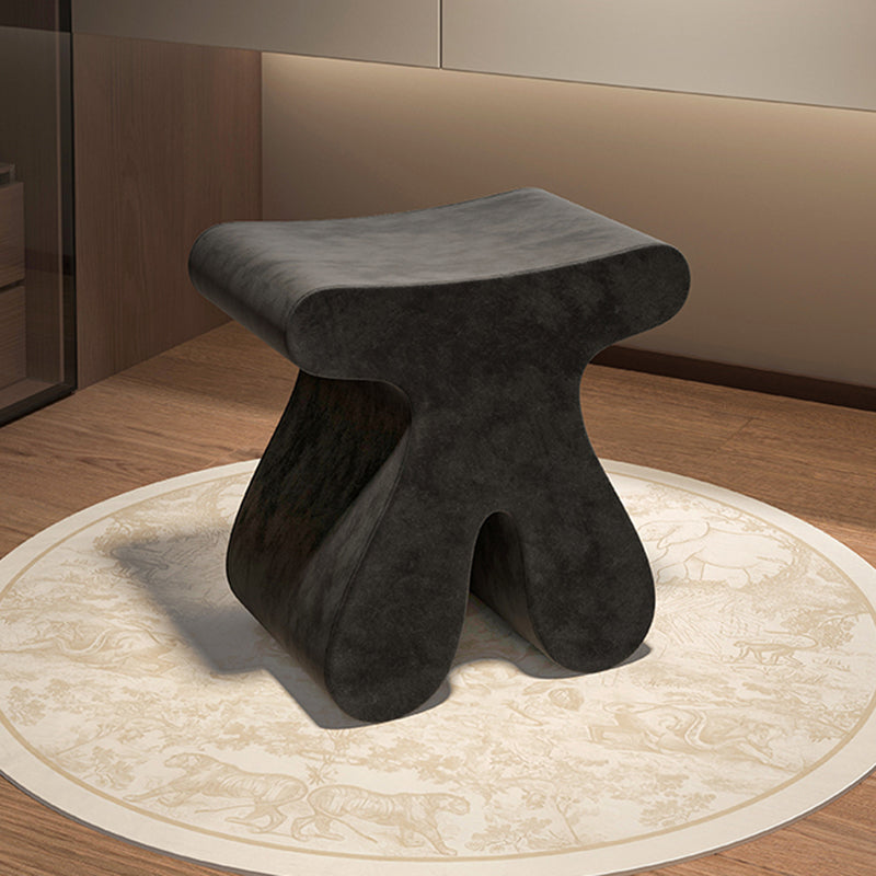 Sculptural Modern Minimalist Plywood & Velvet Rounded Low Stool for the Bedroom