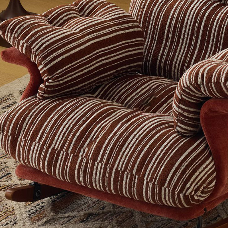 Lux Velvet Contemporary-Retro Rocking Chair with Iron & Wood Frame, Plush Upholstery, Armrests, and Reclining Function for Living Room
