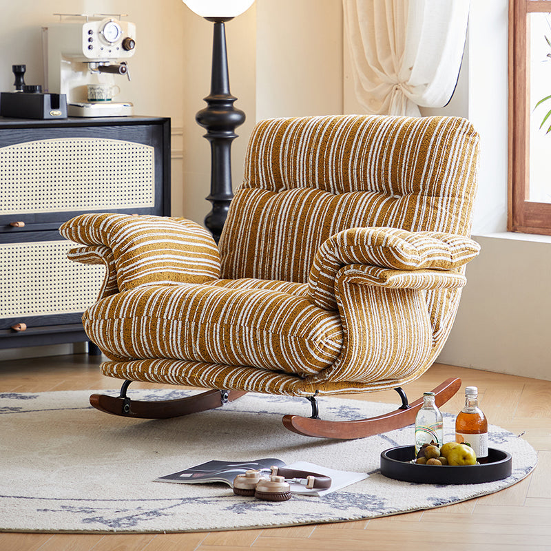 Lux Velvet Contemporary-Retro Rocking Chair with Iron & Wood Frame, Plush Upholstery, Armrests, and Reclining Function for Living Room