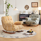 Lux Velvet Contemporary-Retro Rocking Chair with Iron & Wood Frame, Plush Upholstery, Armrests, and Reclining Function for Living Room