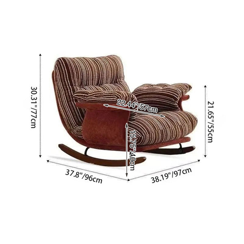 Lux Velvet Contemporary-Retro Rocking Chair with Iron & Wood Frame, Plush Upholstery, Armrests, and Reclining Function for Living Room