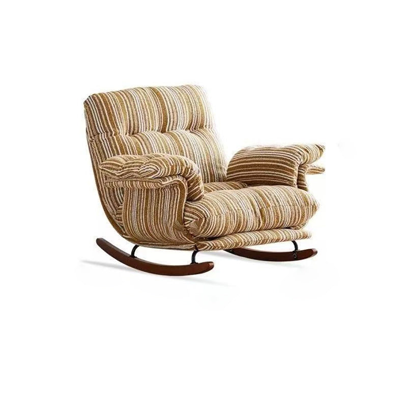 Lux Velvet Contemporary-Retro Rocking Chair with Iron & Wood Frame, Plush Upholstery, Armrests, and Reclining Function for Living Room