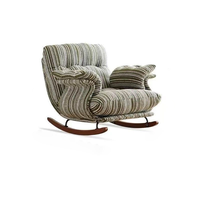 Lux Velvet Contemporary-Retro Rocking Chair with Iron & Wood Frame, Plush Upholstery, Armrests, and Reclining Function for Living Room