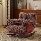 Lux Velvet Contemporary-Retro Rocking Chair with Iron & Wood Frame, Plush Upholstery, Armrests, and Reclining Function for Living Room