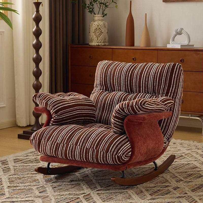 Lux Velvet Contemporary-Retro Rocking Chair with Iron & Wood Frame, Plush Upholstery, Armrests, and Reclining Function for Living Room