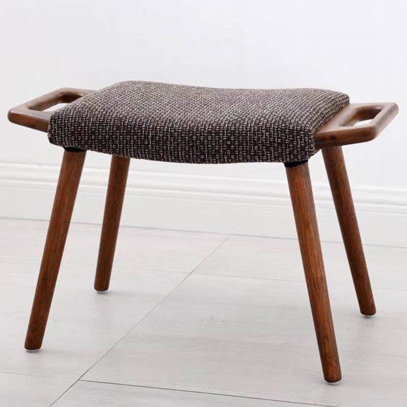 Contemporary Retro Vanity Stool - Curved Cotton-Linen Seat, Solid Wood Construction with Handles for the bedroom