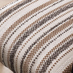 Contemporary Retro Vanity Stool - Curved Cotton-Linen Seat, Solid Wood Construction with Handles for the bedroom