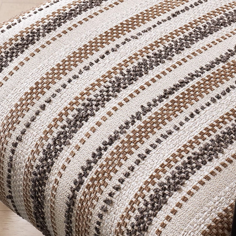 Contemporary Retro Vanity Stool - Curved Cotton-Linen Seat, Solid Wood Construction with Handles for the bedroom